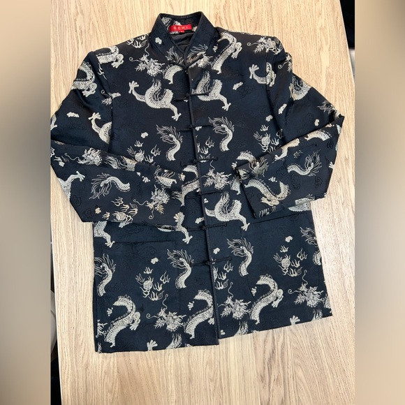 Blazer in the Chinese style embroidered with dragons size 8 Brand OCHI - Picture 6 of 8